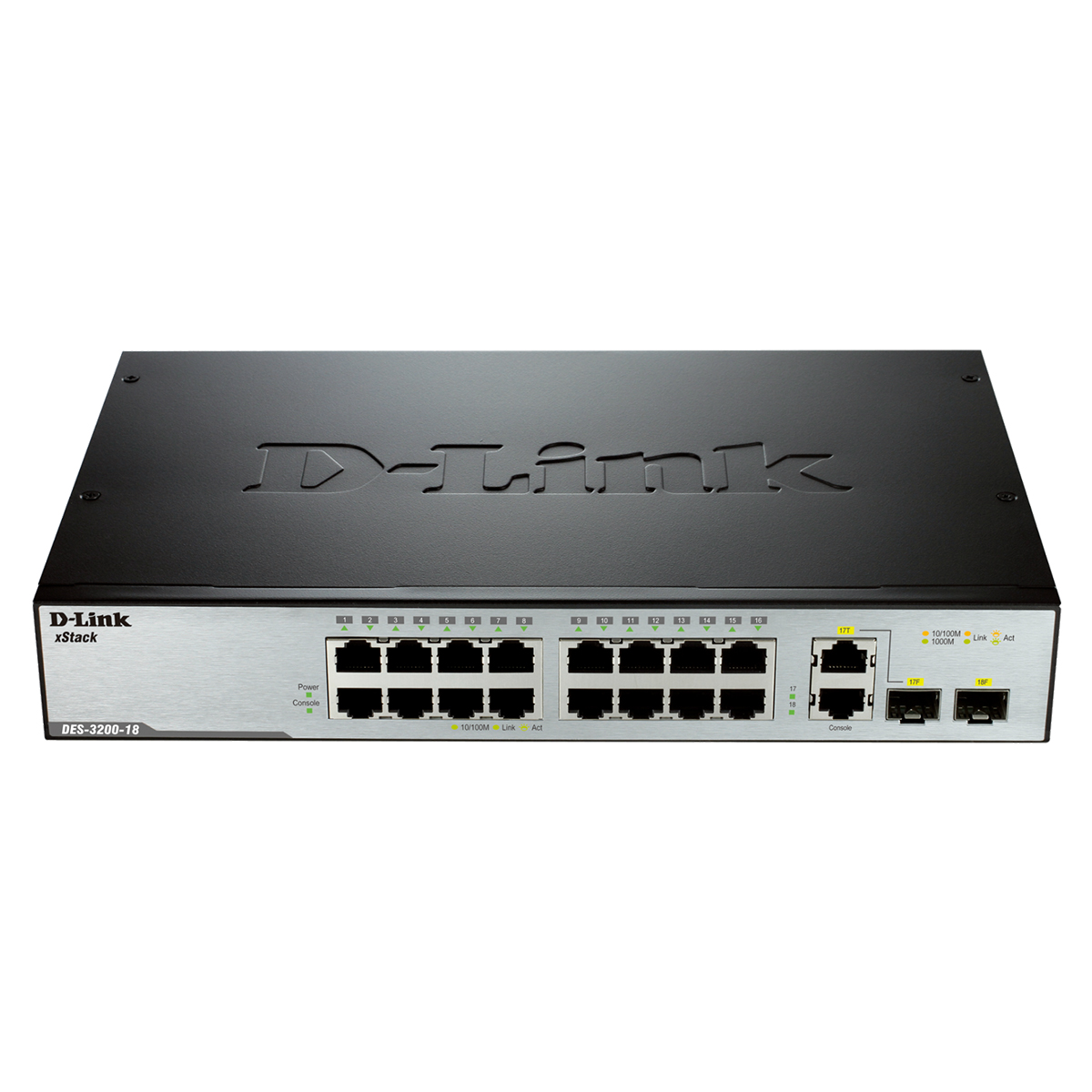 قیمت و خرید سوییچ شبکه مدیریتی 16 پورت + 2 پورت SFP دی لینک مدل DES-3200-18 | نت ران